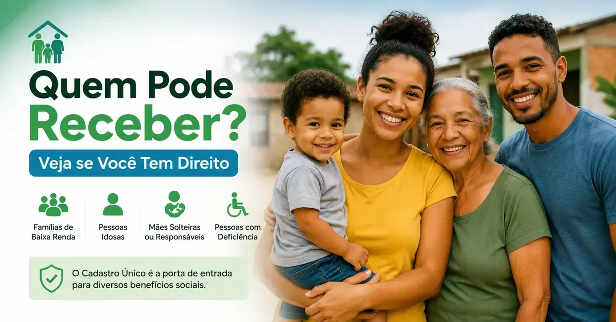 Família de baixa renda e idosos que podem ter direito ao Cadastro Único